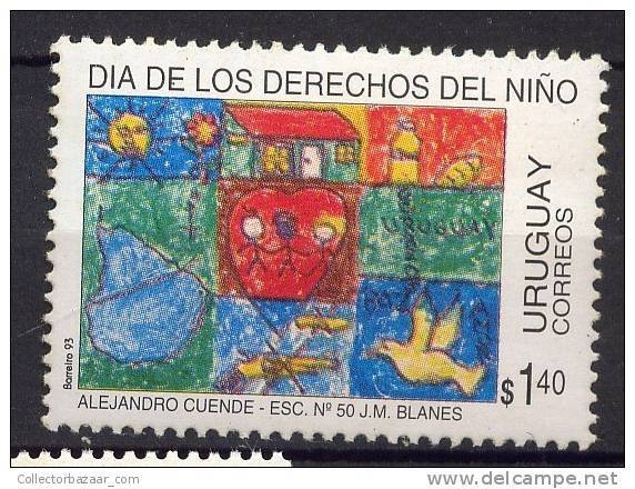 URUGUAY Sc#1513 MNH STAMP Painting children's day bird - niño ave