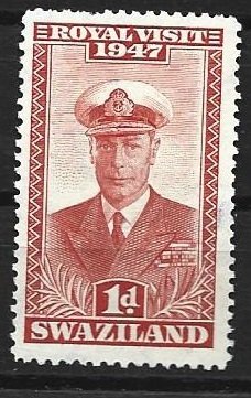 SWAZILAND, 1947 MNH 1p, Royal Visit  Scott 44