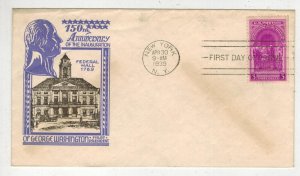 1939 STAEHLE FDC 854-11 GEORGE WASHINGTON INAUGURATION FDC Federal Hall