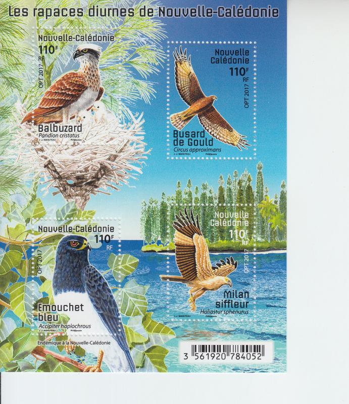 2017 New Caledonia Diurnal Raptors MS4 (Scott NA) MNH