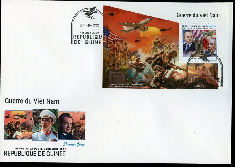 GUINEA 2021 VIETNAM WAR LYNDON JOHNSON & HO CHI-MINH  S/SHEET FIRST DAY COVER