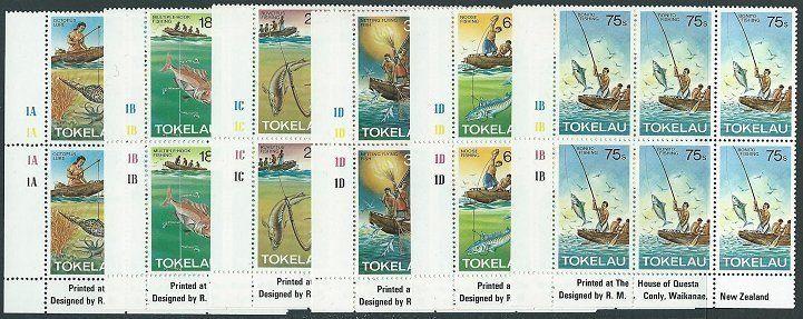 TOKELAU 1982 Fishing set imprint blocks of 6 MNH.........................41472