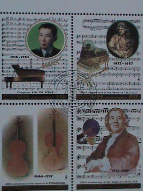 ​KOREA-1987-SC#2623  DEATH ANNIVERSARY OF COMPOSERS- CTO-SHEET VERY-HARD TO FIND