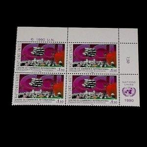 U.N.1990, GENEVA #182, INTL. TRADE CENTER, INSC. BLK/4, NICE!! LQQK!!