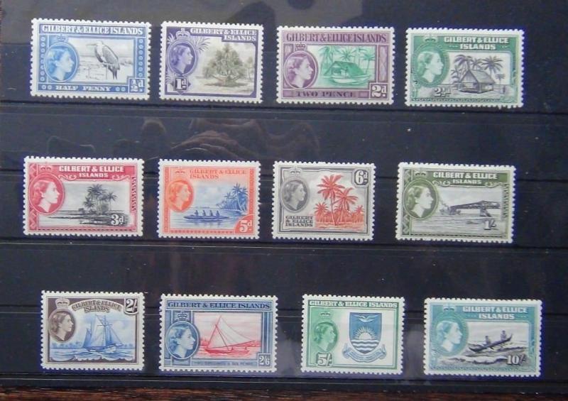 Gilbert & Ellice Islands 1956 - 62 set complete to 10s SG64 - SG75 MNH