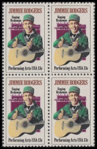 US 1755 Performing Arts Jimmie Rodgers 13c block (4 stamps) MNH 1978