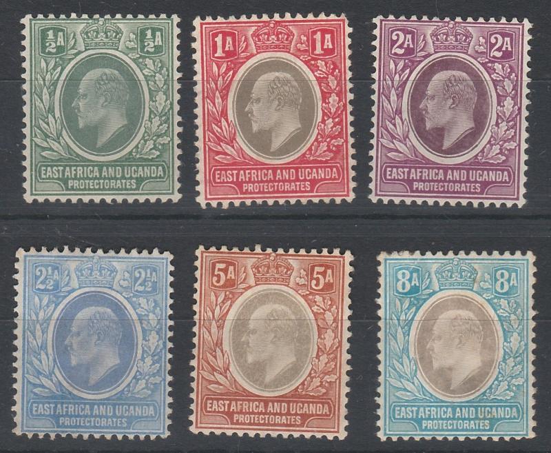 EAST AFRICA & UGANDA 1904 KEVII RANGE TO 8A WMK MULTI CROWN CA