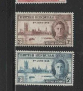 BRITISH HONDURAS #127-128 1946 PEACE ISSUE MINT VF LH O.G