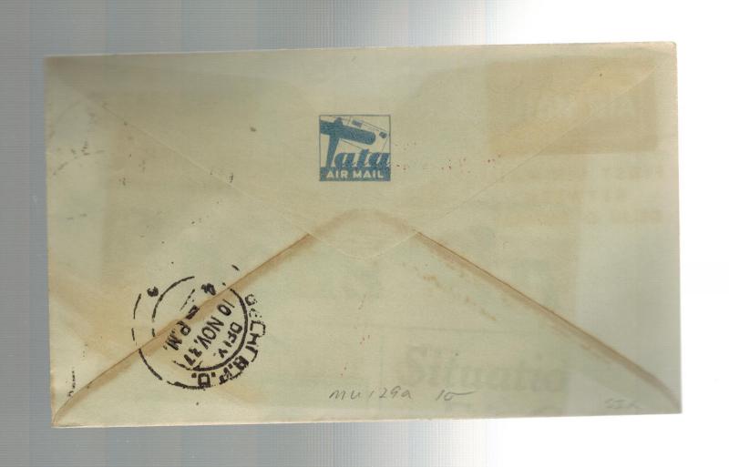 1937 Bombay to Delhi India First FLight Cover FFC ATA Airmail