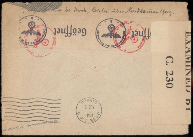 Germany WWII Kriegsgefangenen POW Ottawa Canada Cover Quedlinburg 80886