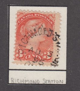 Quebec Split Ring Town Cancel, RICHMOND STATION, AU 5, 96 (Closed 1898)