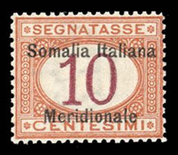 Italian Colonies, Somalia #J2 Cat$75, 1906 10c buff and magenta, lightly hinged