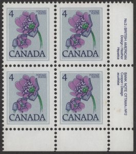 SC#784 4¢ Hepatica Plate Block: LR #2 (1979) MNH