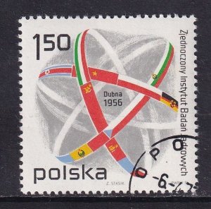 Poland  #2152  cancelled  1976  atom symbol and flags