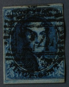 Belgium #7 Used VF Barred Circle Cancel w/ Characters. 'LL'.