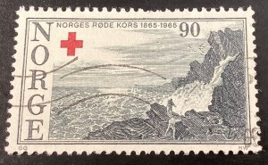 Norway #474 used Coastal Scene, Red Cross