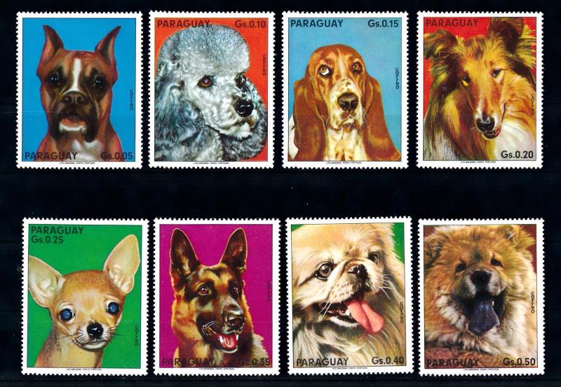 Paraguay Scott 1565-1572 MNH** Dog stamp set of 8, 1975