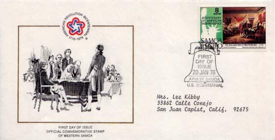 Samoa, First Day Cover, Americana