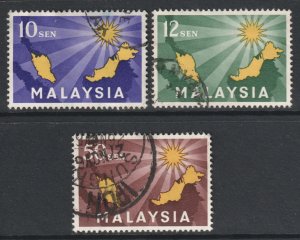 Malaysia Federation Scott 1/3 - SG1/3, 1963 Formation of Federation Set used