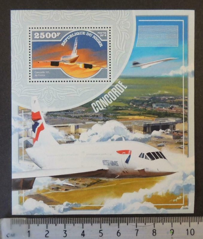 Niger 2014 concorde aviation transport s/sheet mnh 