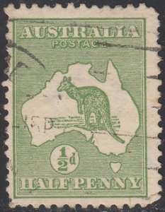 Australia 1913 used Sc #1 1/2p Kangaroo and Map