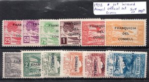 Rare : 1932 Andorra Airmail Official set of unissued stamps -MH Cv$140