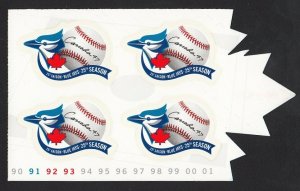 BASEBALL= TORONTO BLUE JAYS = EMBLEM = Front page of 4 = MNH Canada 2001 #1901