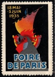 1935 France Poster Stamp Paris Fair May 18 - June 3, 1935 MNH