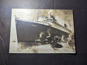 1930 Germany Ship Catapult Flight Postcard Cover SS Bremen to Wesermunde