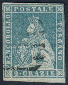 TUSCANY ITALIAN STATES 1851, SC #5a Lt Cancel! scv $160.00 *Bay Stamps*