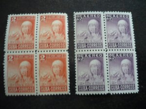 Stamps  - Cuba - Scott# 473,C50 - Mint Hinged Set of 2 Stamps in Blocks of 4