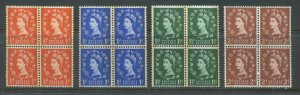 QEII 1959 Graphite 1/2d to 2d blocks of 4 mint NH