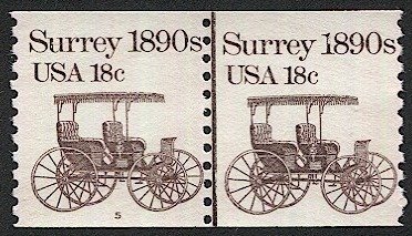 US  Sc 1917  18c Surrey, MNH  P#5 Coil pair VF