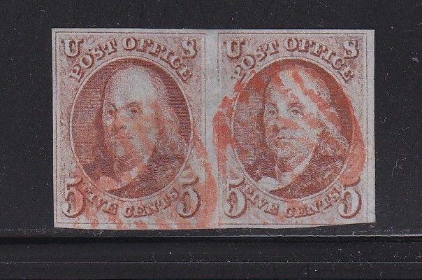 1 b Pair Orange Brown VF red grid cancels PF certificate sound  ! see pic !