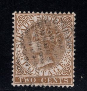 Straits Settlements Scott 40 Used 1882 Queen Victoria CA wmk