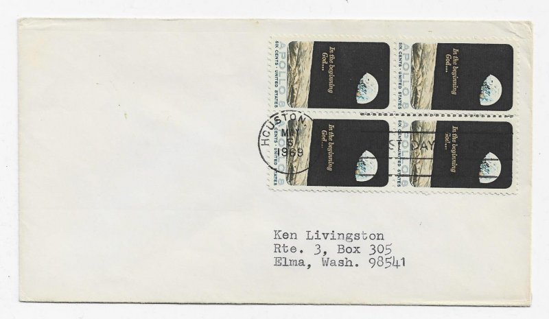 US 1371 6c Apollo 8 block of 4 on FDC No Cachet ECV $6.00