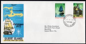 Gilbert Islands 1977 Sc#300-302 Cap.Cook/Ships/Christmas (2) FDC