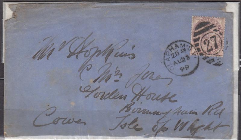 Great Britain - 23.08.1899  QV 1p as single franking on cover -  (5000)