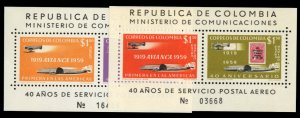 Colombia #C349-350 Cat$22.50, 1959 set of two souvenir sheets, never hinged