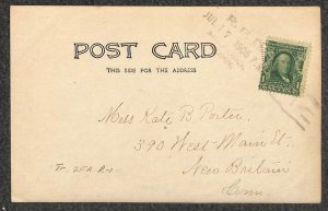 USA 300 STAMP MILFORD CONNECTICUT RFD CANCEL TYPE 2F REAL PHOTO POSTCARD 1906