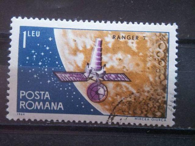 ROMANIA, 1965, used 1l, Scott 1714 , Space Satellites