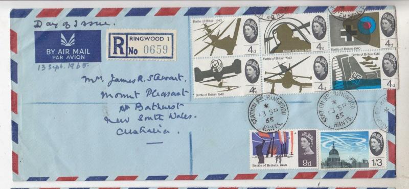 GREAT BRITAIN, 1965 Battle of Britain, First Day cover to Australia