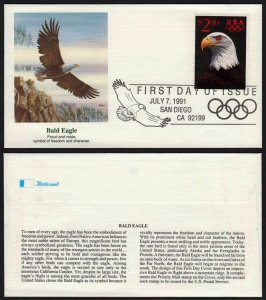 1991 $2.90 BALD EAGLE Sc 2540 single FDC Fleetwood premium info cachet