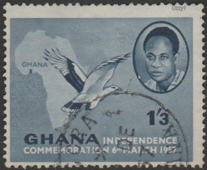 Ghana #4 1/-3d Dr Nkrumah & Map USED-F-H.