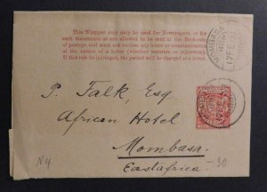 1903 Cover Mombasa British East Africa African Hotel Local Use KUT