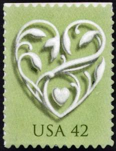 SC#4271 42¢ Wedding Hearts Booklet Single (2008) SA