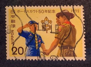 Japan 1972 Scott 1130 used - 20y,   50th Anniversary of Japanese Boy Scouts