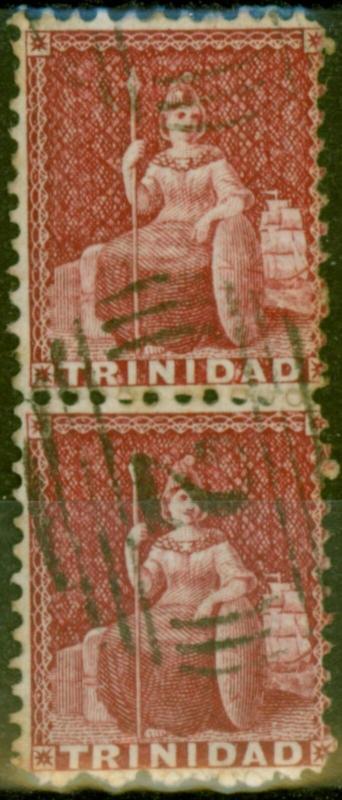 Trinidad 1862 Crimson Lake SG60 Fine Used Vert Pair