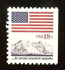 us #1893 18c Flag - For Purple Mountain Majasties