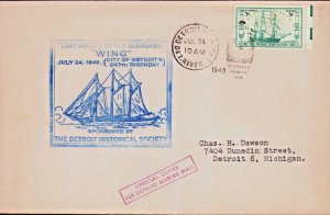 Last Voyage Schooner WING 7-24-1948 Detroit's Birthday Via Detroit Marine Mail 
